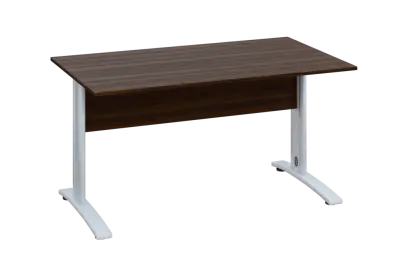 EPK 18 - 14 stůl kancelářský, kovová podnož bílá, deska 18 mm, široký 1400 mm, ořech královský